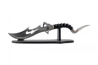 K0322-CH - 21 1/4 Snake Tail Dagger With Wooden Display Base