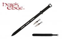K1020-55-BK - Ninja Sword w/ Throwing Knives 28&quot;