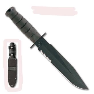 Kabar Black Fighter Knife with Leather Sheath