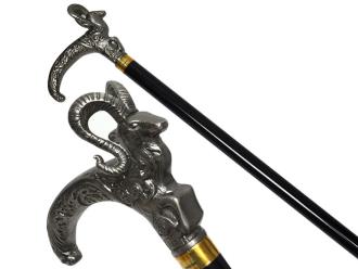 Ram Head Walking Cane Sword 34.5 Overall