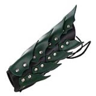 Drogo's Wrath Medieval Adjustable Leather Scaled Arm Bracer | Black and Green |