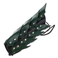 ARM102BG - Drogo&#39;s Wrath Medieval Adjustable Leather Scaled Arm Bracer Black and Green