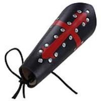 BR2229RD - Holy Warrior Medieval Lace Up Leather Bracer | Black and Red |