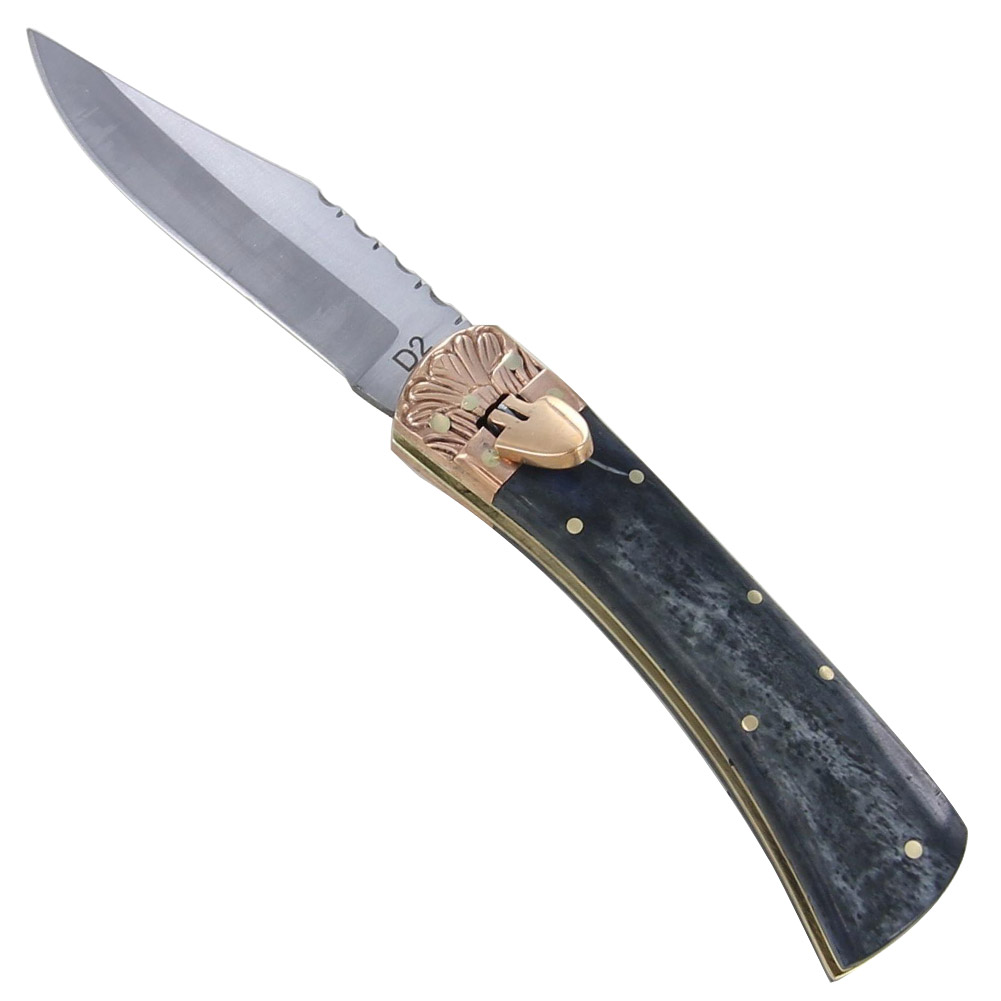 Turkish Clip Point Bone Handle Automatic Switchblade Lever Knife