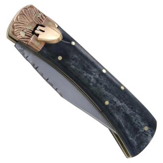 Turkish Clip Point Bone Handle Automatic Switchblade Lever Knife