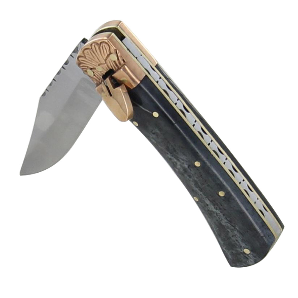 Turkish Clip Point Bone Handle Automatic Switchblade Lever Knife