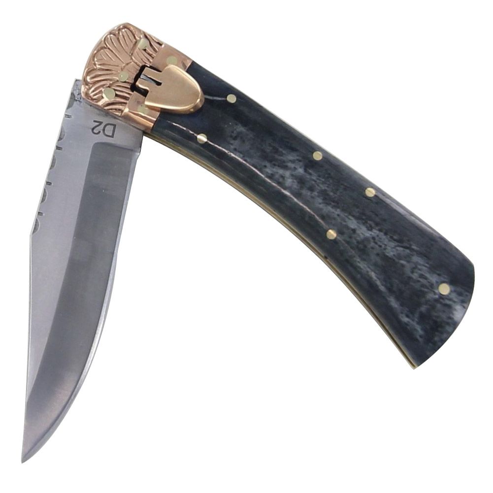 Turkish Clip Point Bone Handle Automatic Switchblade Lever Knife