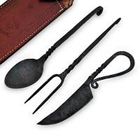 MD-2425 - Hand Forged Medieval Eating Utensil Feasting Set Spoon Knife Fork