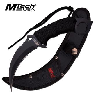 Mtech Fixed-Blade Tactical Knife Black Blade Paracord Serrated Combat Karambit