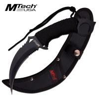 MT-20-76BK - Mtech Fixed-Blade Tactical Knife Black Blade Paracord Serrated Combat Karambit