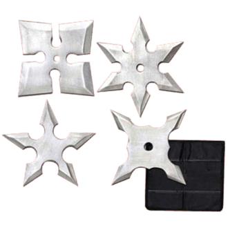 Extreme Silver Ninja Four Set Throwing Star JL4LS4 Throwing Stars