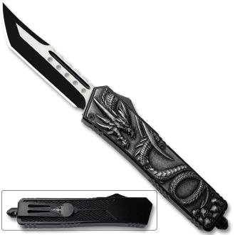 Dragon Skull OTF Switchblade Knife Tanto Blade