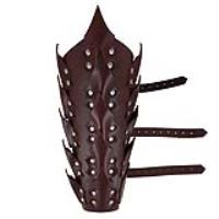 LG103BB - Drogo&#39;s Fury Dragon Scale Adjustable Leather Leg Greaves Brown