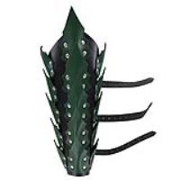 LG103BG - Drogo&#39;s Fury Dragon Scale Adjustable Leather Leg Greaves Black and Green