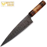 SDM-2246 - Custom Made Damascus Steel Olive Wood, Hardwood Handle