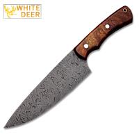 SDM-2253 - White Deer Damascus Cocco Bolo Wood Handle Chef Knife Kitchen Cutlery