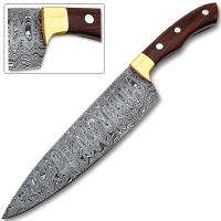 SDM-2260 - Damascus Chef Knife Rose Wood Handle with Rain-Drop Pattern