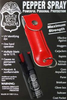 1/2oz Police Strength Pepper Spray Red Leather Pouch Keychain