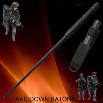 16" Baton Self Defense Solid Steel Police Stick W/Case