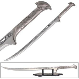 Silver Thistle Claw - Fantasy Sword with Wooden Display Stand