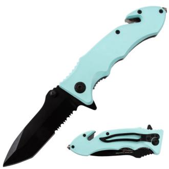 Tiger USA Spring Action Knife Sky Blue Tanto