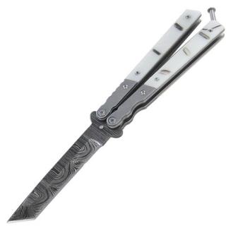 White Widow Maker Damascus Steel Butterfly Knife