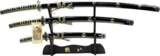 Bushido Samurai Sword Set Black and Gold