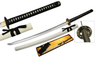 Ten Ryu Hand Forged High End Samurai Katana Sword with White Saya Scabbard