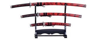Red and Black Decorative Samurai Sword Set