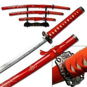 Samurai Sword Set Red Dragon