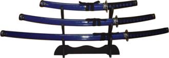 Samurai Sword Set with Spoke Tsuba - Blue