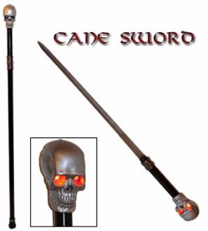 Walking Cane with Hidden Sword Red Light Skull