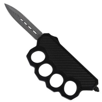 Sinners Inc Damascus Steel Automatic Dual Action OTF Switchblade Knuckle Trench Style Knife