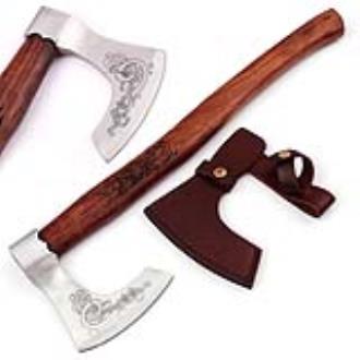 Warrior Shield Maiden Norse Viking Battle Axe Floral Engraved Handle