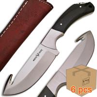 WD-9412_6pcs - Case of 6pcs White Deer Guthook Ranger Series J2 Steel Skinner Knife Buffalo Horn Grip