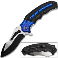 WDF-453BL - White Deer Tactical Knife Blue and Black Spring Assisted