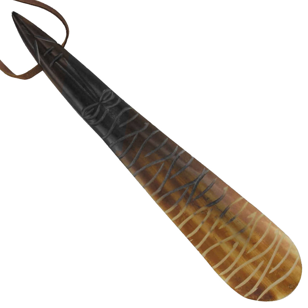 Wild Tribal Engraved Natural Horn Shoe Horn