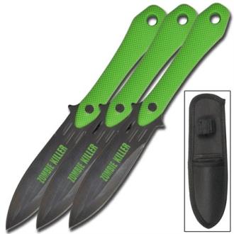 Decimator Zombie Killer 3 Piece Throwing Knives Green