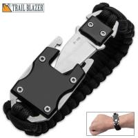 12 CK0541 - Trailblazer Hidden Knife Paracord Bracelet - Stainless Steel Blade, ABS and Stainless Steel Buckle - Length 8 1/2&quot;